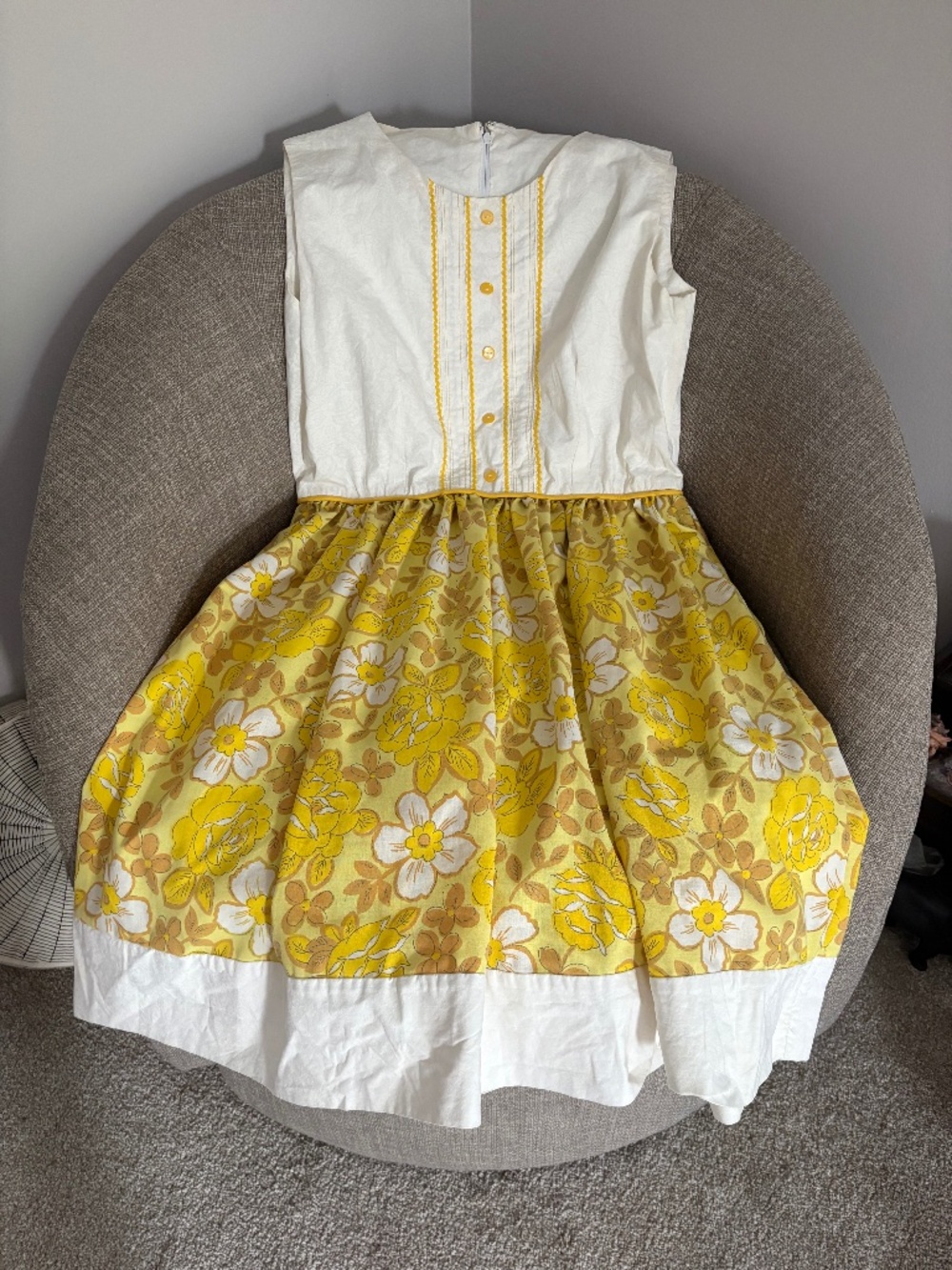 Handmade Bespoke Vintage Floral Sleeveless Dress M/L